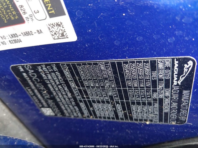 2020 JAGUAR F-PACE SADCJ2FX0LA623504 Photo 8