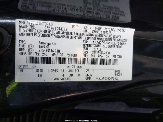 1FADP3K23EL461668 Ford Focus