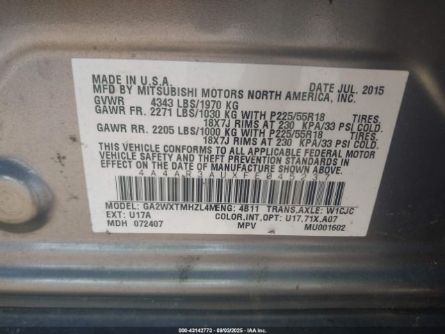 2015 MITSUBISHI OUTLANDER SPORT 4A4AR3AUXFE045237 Photo 8