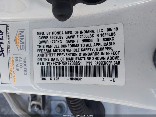 19XFC1F75KE208851 Honda l15b7/l15by