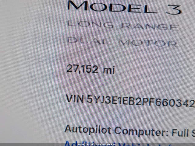 5YJ3E1EB2PF660342 Tesla MODEL 3