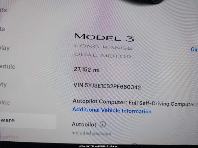 5YJ3E1EB2PF660342 Tesla MODEL 3