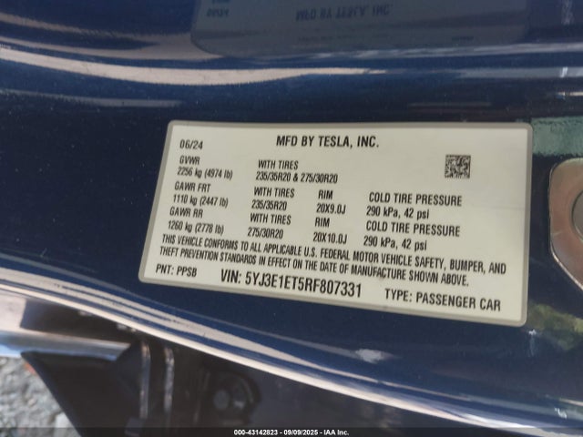 2024 TESLA MODEL 3 5YJ3E1ET5RF807331 Photo 8