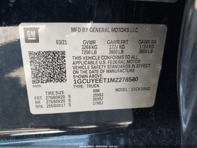 2021 CHEVROLET SILVERADO 1500 1GCUYEET1MZ278580 Photo 8