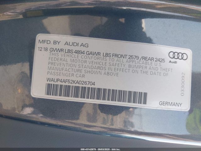 2019 AUDI S5 WAUP4AF52KA026704 Photo 8