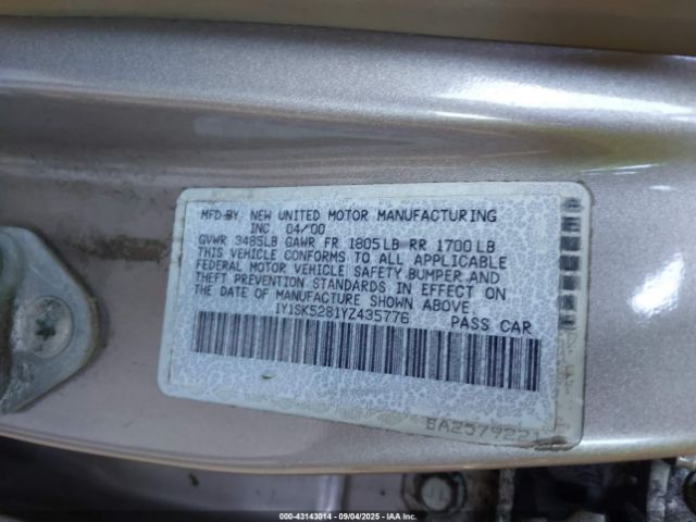 2000 CHEVROLET PRIZM 1Y1SK5281YZ435776 Photo 8