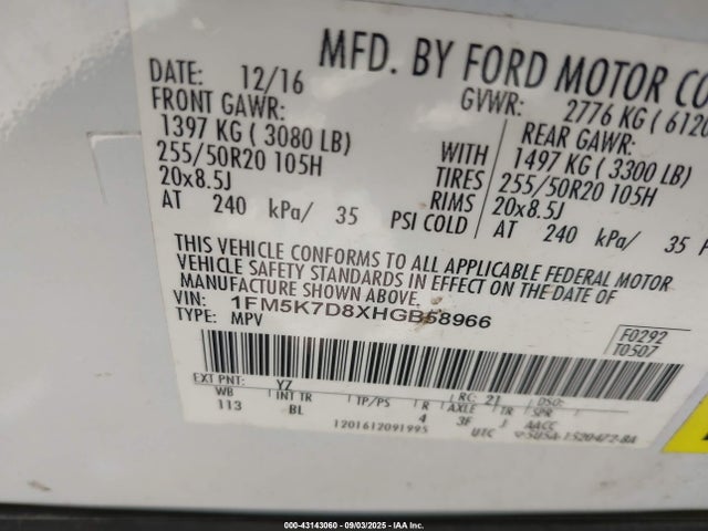 1FM5K7D8XHGB58966 Ford 3.5l ti-vct