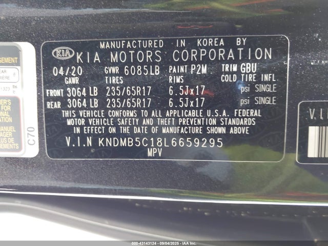 KNDMB5C18L6659295 KIA gdi lamda - ii