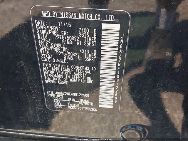 JN8AZ2NE4G9122509 Infiniti Qx80 Limited
