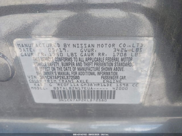 Nissan 2019 2019 3N1CN7AP2KL872580 Image 9