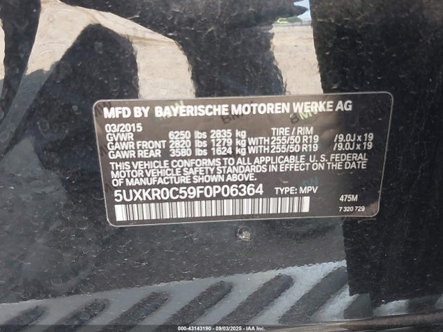 5UXKR0C59F0P06364 BMW X5