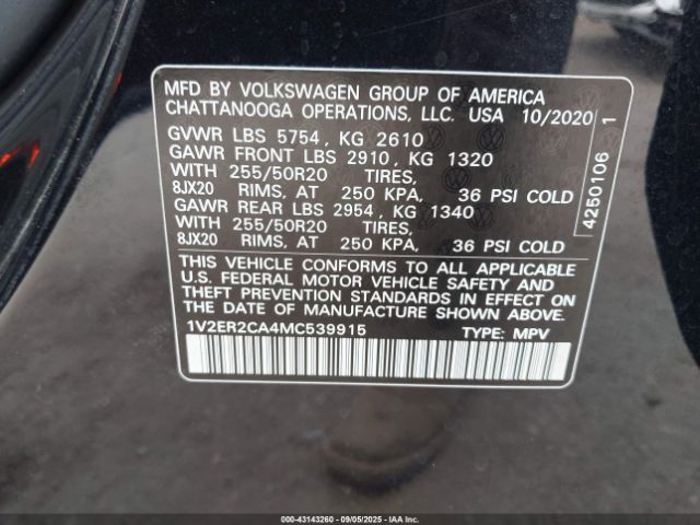 2021 VOLKSWAGEN ATLAS 1V2ER2CA4MC539915 Photo 8