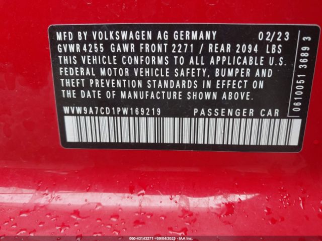 2023 VOLKSWAGEN GOLF GTI WVW9A7CD1PW169219 Photo 8