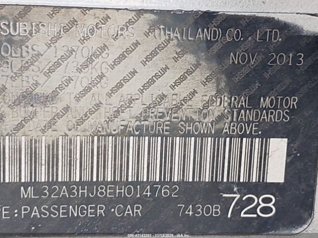 2014 MITSUBISHI MIRAGE ML32A3HJ8EH014762 Photo 8