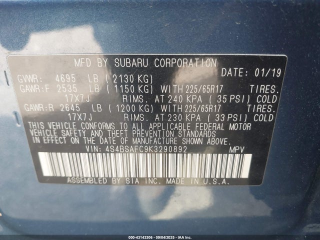 4S4BSAFC9K3290892 Subaru na u5