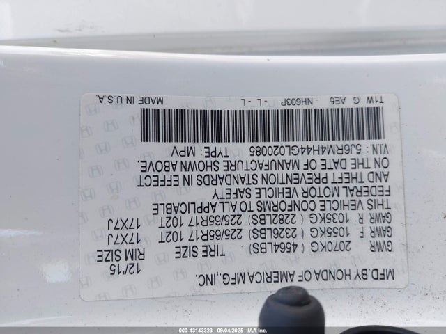 Honda k24w9 2016 5J6RM4H44GL020085 Image 9