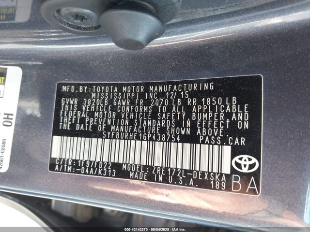 Toyota 2zr-fe 2016 5YFBURHE1GP438754 Image 9