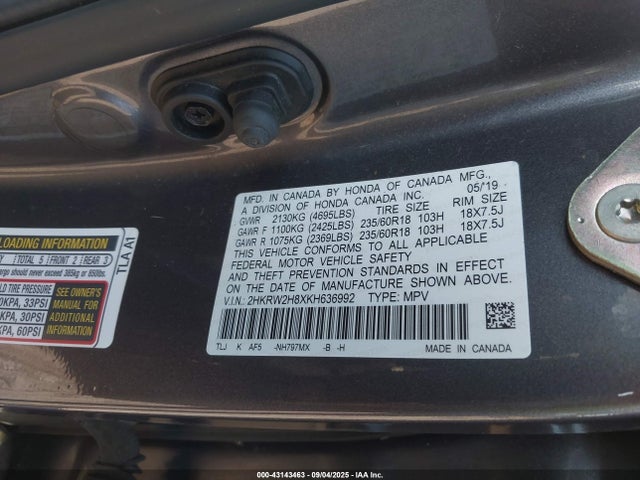 Honda l15be 2019 2HKRW2H8XKH636992 Image 9