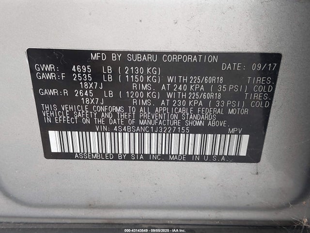 4S4BSANC1J3227155 Subaru u5