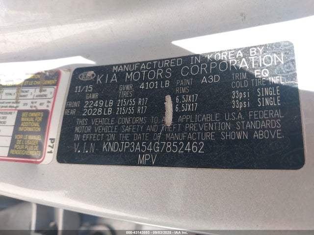 KNDJP3A54G7852462 KIA dohc gdi nu