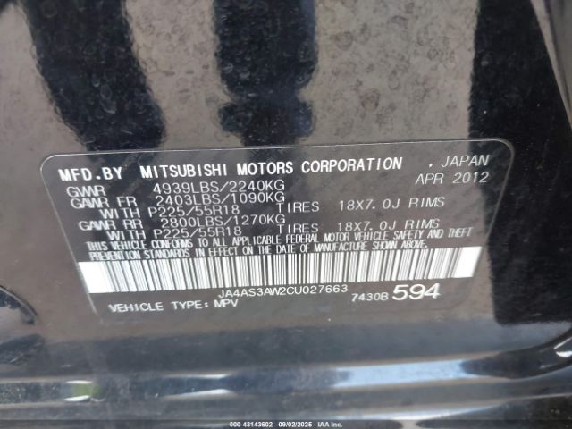 2012 MITSUBISHI OUTLANDER JA4AS3AW2CU027663 Photo 8