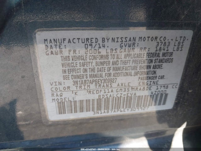 Nissan Sentra 2014 3N1AB7AP6EY309927 Image 9
