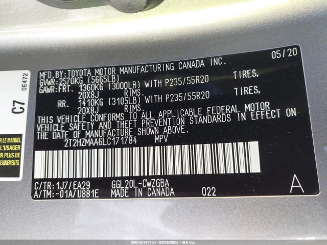2T2HZMAA6LC171784 Lexus 2gr-fxs