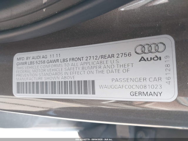 2012 AUDI A6 WAUGGAFC0CN081023 Photo 8