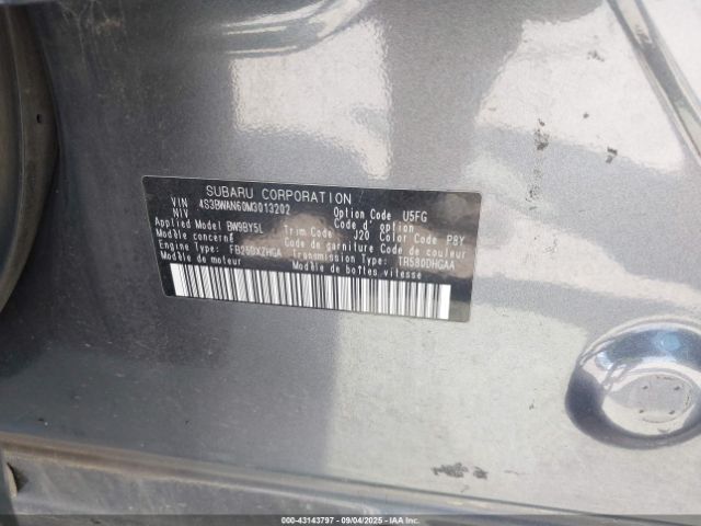2021 SUBARU LEGACY 4S3BWAN60M3013202 Photo 8