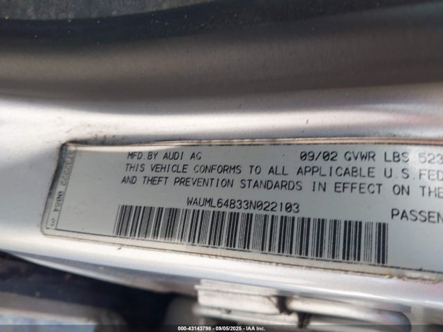 2003 AUDI A6 WAUML64B33N022103 Photo 8