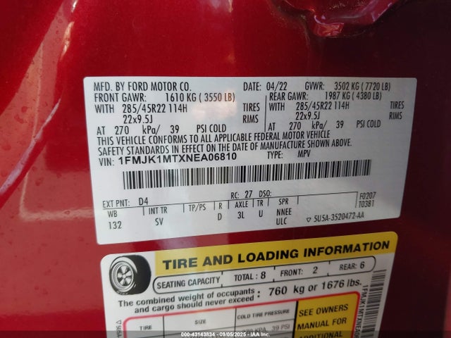 1FMJK1MTXNEA06810 Ford gtdi