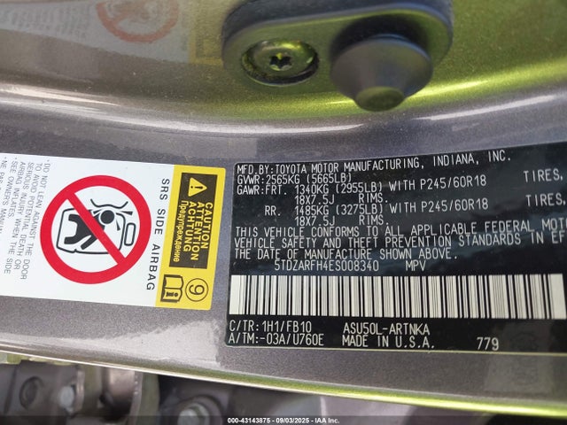 5TDZARFH4ES008340 Toyota 1ar-fe