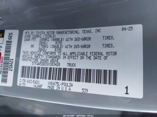 5TFWA5DB3SX303428 Toyota v35a-fts