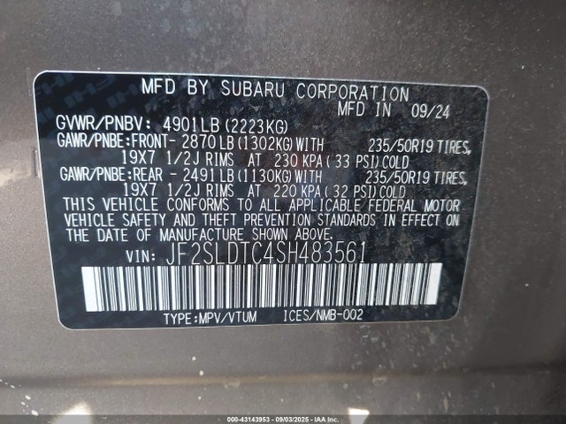 Subaru na 2025 JF2SLDTC4SH483561 Image 9