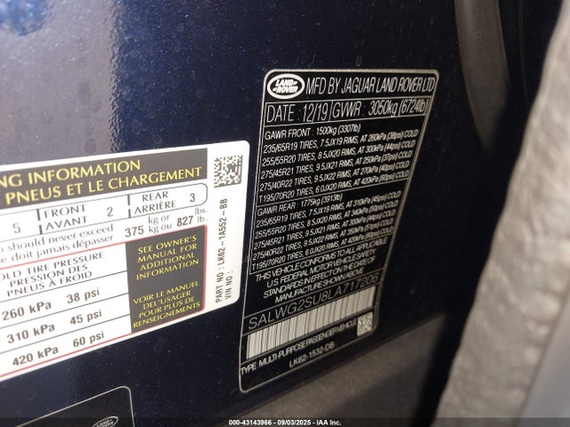 SALWG2SU8LA717206 Land Rover aj20p6