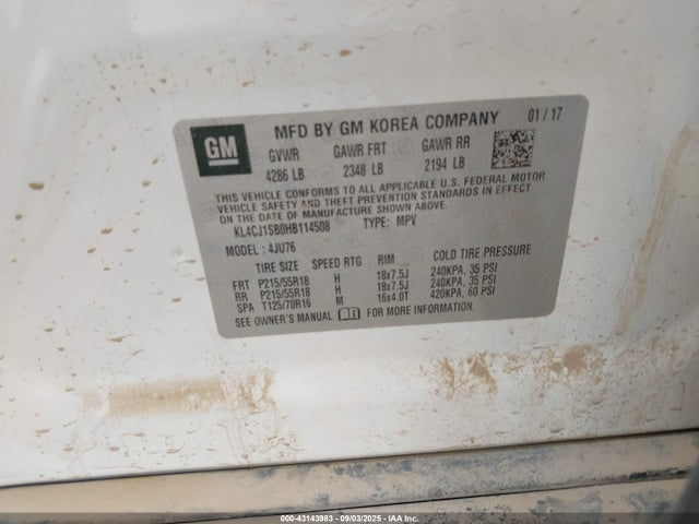 Buick luv mfi, vvt: variable valve timing, alum, e85 max 2017 KL4CJ1SB0HB114508 Image 9