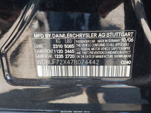 2007 MERCEDES-BENZ E 550 WDBUF72X47B074442 Photo 8