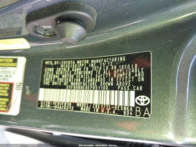 5YFBURHE6EP051100 Toyota 2zr-fe