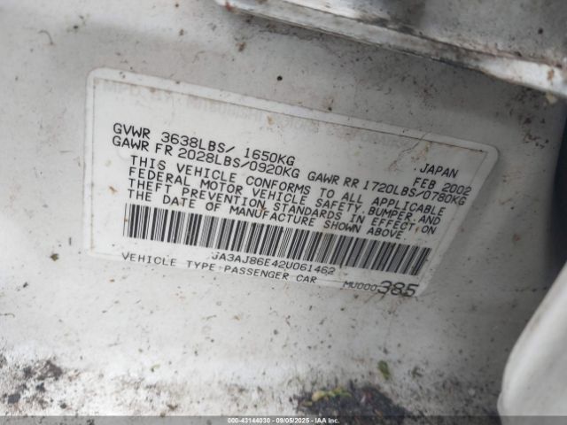 2002 MITSUBISHI LANCER JA3AJ86E42U061462 Photo 8