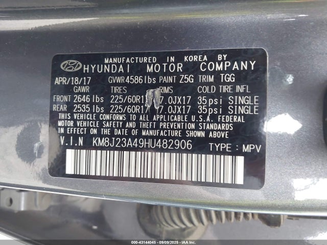 KM8J23A49HU482906 Hyundai gdi nu