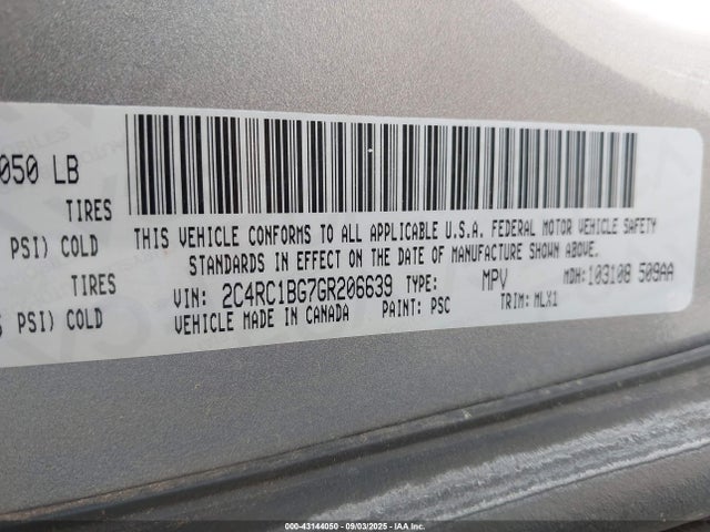 2C4RC1BG7GR206639 Chrysler Town and Country