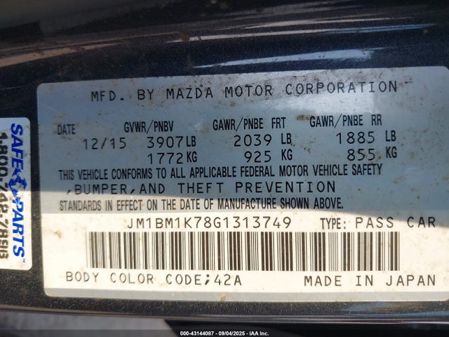 JM1BM1K78G1313749 Mazda pe