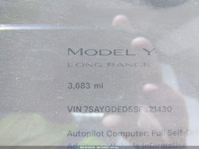 2025 TESLA MODEL Y 7SAYGDED5SF321430 Photo 6