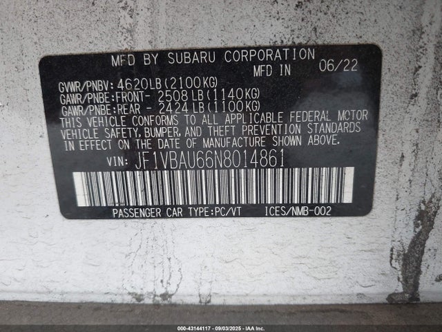 Subaru dib 2022 JF1VBAU66N8014861 Image 9