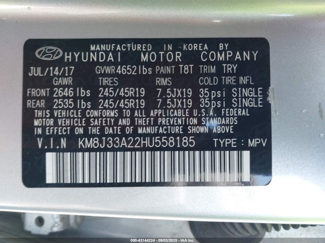 KM8J33A22HU558185 Hyundai t-gdi gamma