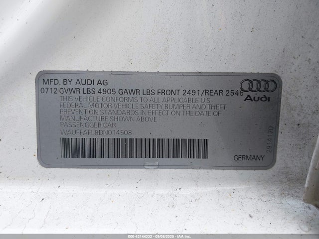 2013 AUDI A4 WAUFFAFL8DN014508 Photo 8