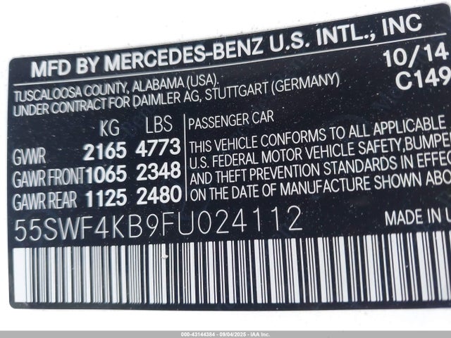 55SWF4KB9FU024112 Mercedes-Benz C-Class