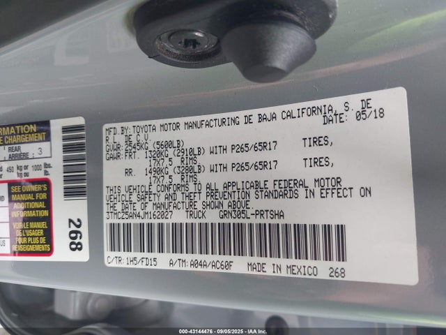 3TMCZ5AN4JM162027 Toyota 2gr-fks