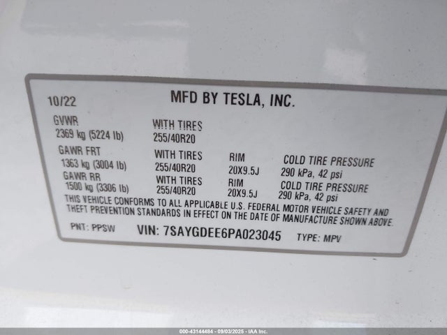 2023 TESLA MODEL Y 7SAYGDEE6PA023045 Photo 8