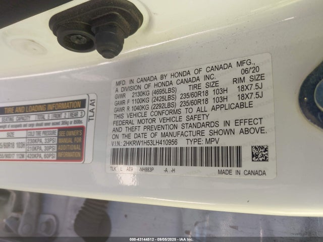 2HKRW1H53LH410956 Honda l15be